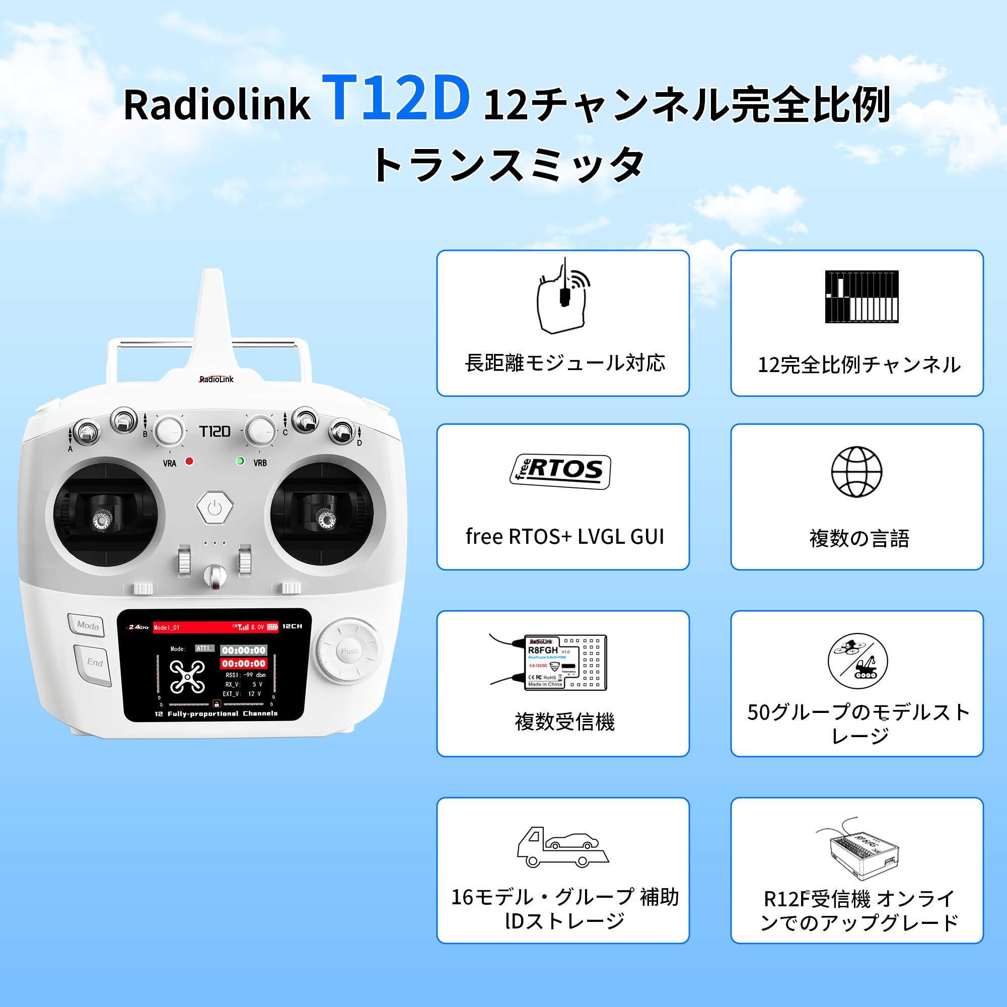 Amazon.co.jp: Radiolink T12D RC Transmitter Set【Certified】 12